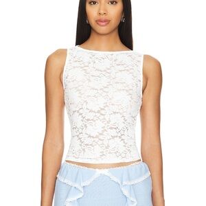 White Lace Sleeveless Top